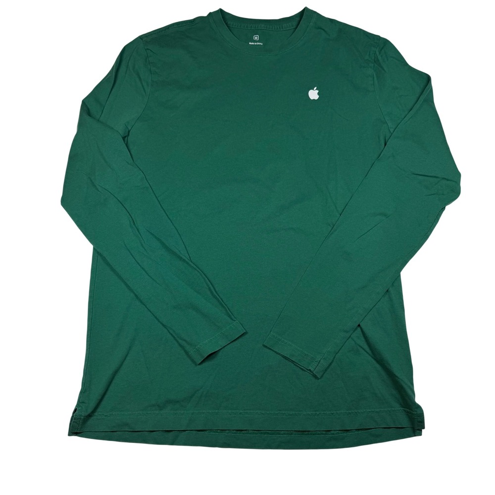 Apple Employee Exclusive Long Sleeve T-Shirt Green Mens Medium Cotton Logo